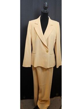 Luca Luca Pant Suit Mustard Womens 48 (16) 100% Lana Wool